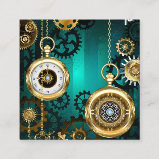 Steampunk Jewelry Watch, wir haben Green Backgroun Telefonnummerkarte (Vorderseite)