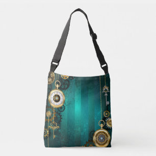 Steampunk Jewelry Watch, wir haben Green Backgroun Tragetaschen Mit Langen Trägern