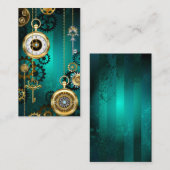 Steampunk Jewelry Watch, wir haben Green Backgroun Treuekarte (Vorne/Hinten)