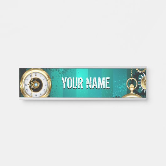 Steampunk Jewelry Watch, wir haben Green Backgroun Türschild (Vorderseite )