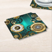 Steampunk Jewelry Watch, wir haben Green Backgroun Untersetzer (angewinkelt)