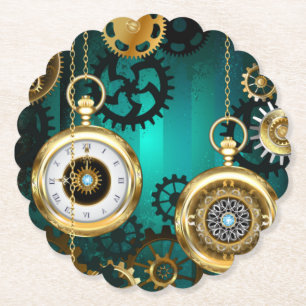 Steampunk Jewelry Watch, wir haben Green Backgroun Untersetzer