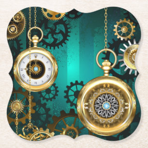 Steampunk Jewelry Watch, wir haben Green Backgroun Untersetzer
