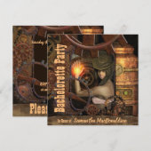 Steampunk Junggeselinnen-Abschied Einladung (Vorne/Hinten)