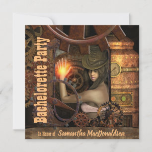 Steampunk Junggeselinnen-Abschied Einladung
