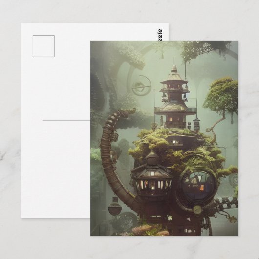 Steampunk Jungle House Postkarte (Vorne/Hinten)