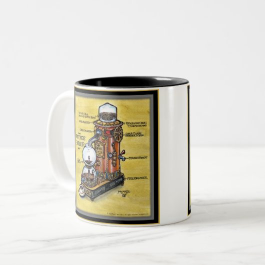 Steampunk Kaffee-Butler-Tasse Zweifarbige Tasse (Vorderseite Links)