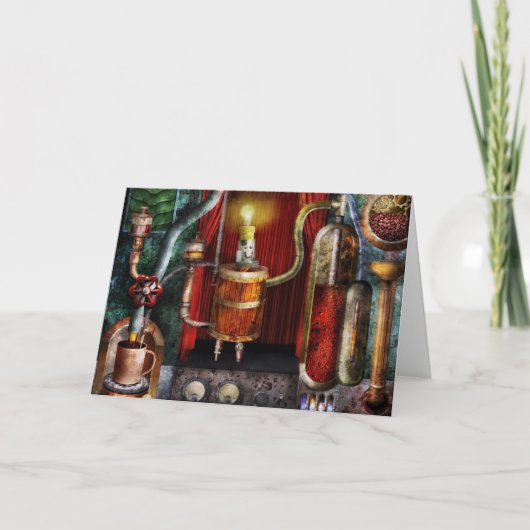 Steampunk - Kaffeepause Feiertagskarte (Vorderseite)
