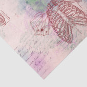 Steampunk-Käfige und Flügel auf rosa Decoupage Seidenpapier (Detail)