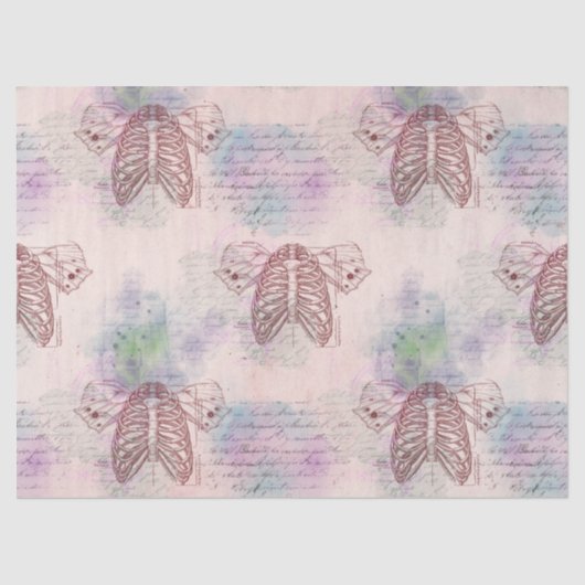 Steampunk-Käfige und Flügel auf rosa Decoupage Seidenpapier (Vorderseite)