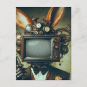 Steampunk-Kaninchenmann mit Vintagem TV-Head-Stati Postkarte (Vorderseite)