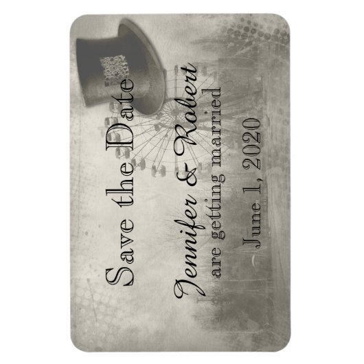 Steampunk Karneval Top Hat Hochzeit speichern das Magnet (Vertikal)