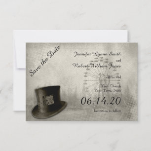 Steampunk Karneval Top Hat Hochzeit speichern das  Save The Date