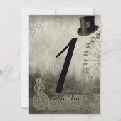 Steampunk-Karneval-Zylinder-Hochzeitstisch-Nummer Einladung (Rückseite)