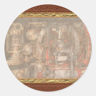 Steampunk - Karo der Messgeräte Runder Aufkleber