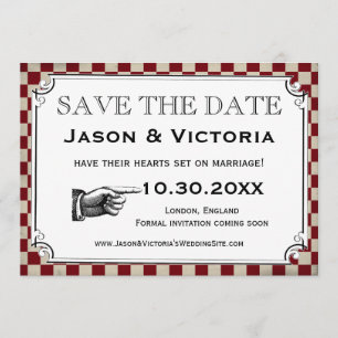 Steampunk-Karo-Hochzeit Save-the-Date-Karten Save The Date