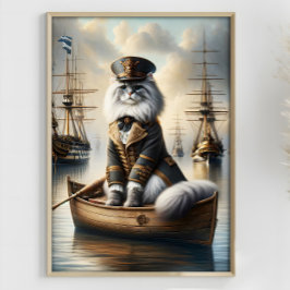 Steampunk Kat Captain Ragdoll Schiffe des Alten Kr Poster