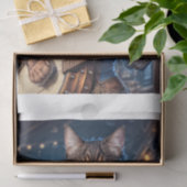 Steampunk-Katze, die Banjo spielt - Seidenpapier (Geschenk)