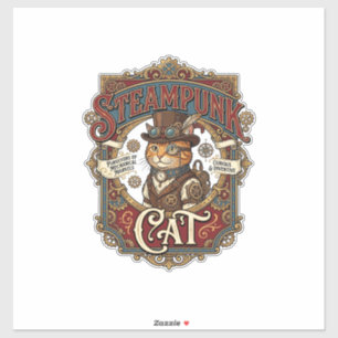 Steampunk-Katze Katze Steampunk Vintage Aufkleber