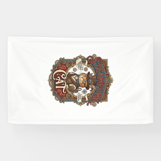 Steampunk-Katze Katze Steampunk Vintage Banner (Horizontal)