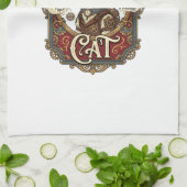 Steampunk-Katze Katze Steampunk Vintage Geschirrtuch (Gefaltet)