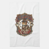 Steampunk-Katze Katze Steampunk Vintage Geschirrtuch (Vertikal)