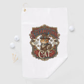 Steampunk-Katze Katze Steampunk Vintage Golfhandtuch (Insitu)