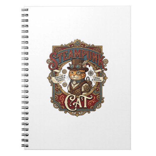 Steampunk-Katze Katze Steampunk Vintage Notizblock (Vorderseite)