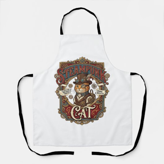 Steampunk-Katze Katze Steampunk Vintage Schürze (Vorderseite)
