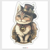 Steampunk-Katze mit Hutkleber Aufkleber (Blatt)