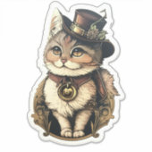Steampunk-Katze mit Hutkleber Aufkleber (Vorderseite)