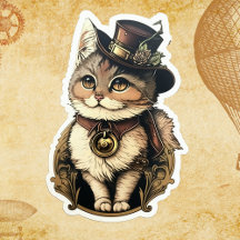 Steampunk-Katze mit Hutkleber