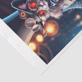 Steampunk-Katze mit Top-Hut & Goggle Gitarre spiel Seidenpapier (Ausschnitt)