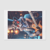 Steampunk-Katze mit Top-Hut & Goggle Gitarre spiel Seidenpapier (Vorderseite)