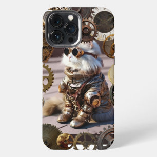 Steampunk-Katze mit Zahnrädern iPhone / iPad-Hülle 13 Pro Max Hülle