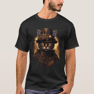 Steampunk-Katze mittelalterliche mechanische vikto T-Shirt