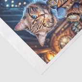 Steampunk-Katze spielt Banjo in einem blauen Pub - Seidenpapier (Ausschnitt)