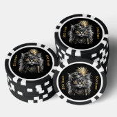Steampunk-Katze spielt mit messingfarbenem SPAß Pokerchips (Stapel)