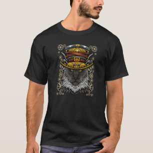 Steampunk-Katze Steampunk-Kätzchen Schwarze Katze  T-Shirt