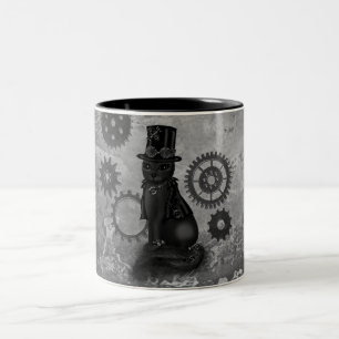 Steampunk Katze Zweifarbige Tasse