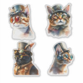 Steampunk-Katzen Aufkleber (Vorderseite)