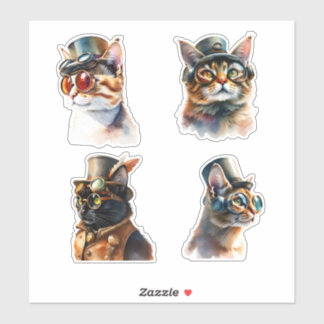 Steampunk-Katzen Aufkleber