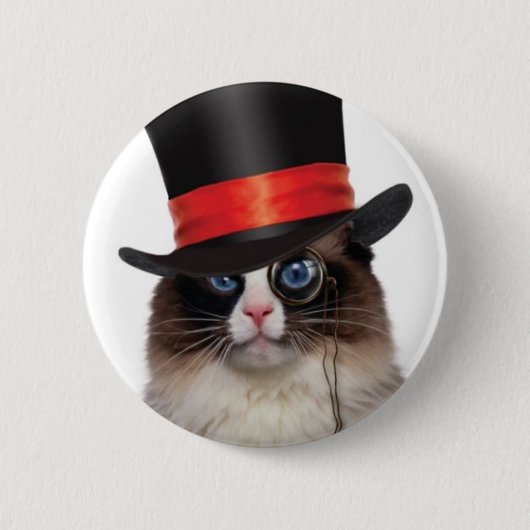 Steampunk Katzen-Button-Rückseiten-Knopf Button (Vorderseite)