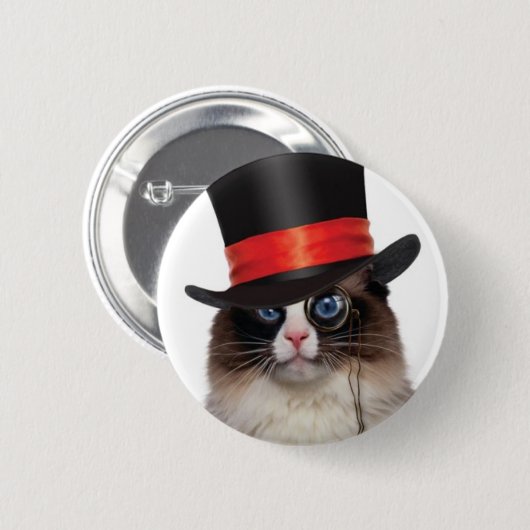 Steampunk Katzen-Button-Rückseiten-Knopf Button (Vorne & Hinten)