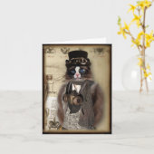 Steampunk Katzen-Gewohnheit Notecard Karte (Gelbe Blume)