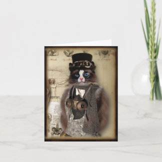 Steampunk Katzen-Gewohnheit Notecard Karte