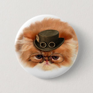 Steampunk Katzen-Knopf Button