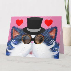 STEAMPUNK-KATZEN-KUNST-VALENTINSTAG-KARTEN KARTE