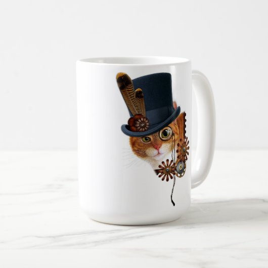 Steampunk Katzen-Mag Kaffeetasse (VorderseiteRechts)