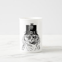 Steampunk Katzen-Tasse, Kitty im Spitzenhut